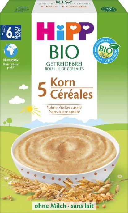 Produktbild Hipp Bio Getreidebrei 5-Korn ungesüsst (200 g)