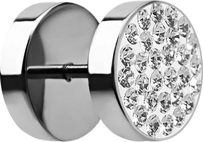 Actual product image Star Piercing Fake plug with crystal silver (without brass, Surgical steel 316L)