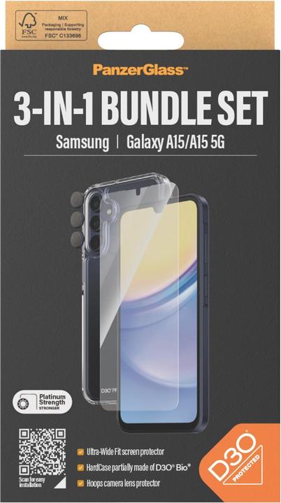 Immagine prodotto PanzerGlass Bundle vetro ultra largo + custodia + obiettivo (1 Pezzo/i, Samsung Galaxy A14, Samsung Galaxy A14 5G)