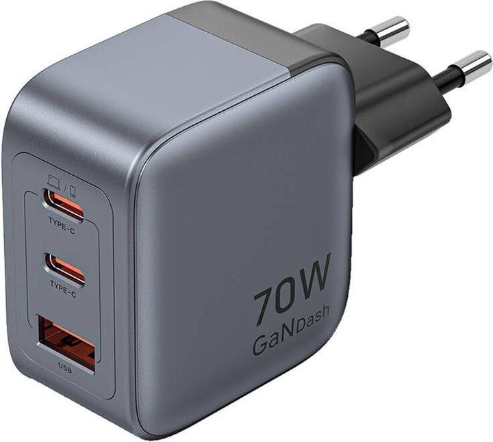 Vention GaN USB-C+C+A 70W Charger (Gray) (70 W)