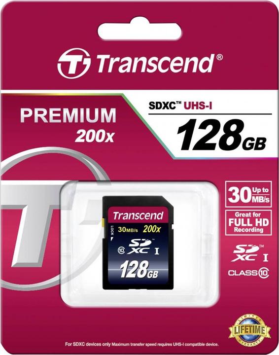 Actual product image Transcend SDXC Ultimate 200x (128 GB, SDXC, U1, UHS-I)
