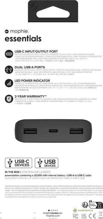 Immagine prodotto mophie Essential (20000 mAh, 20 W, 20 Wh)