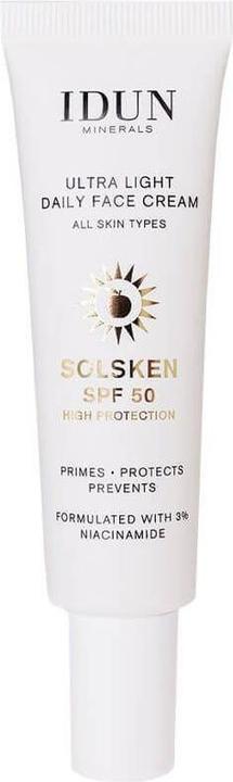 Actual product image IDUN Minerals Minerals Ultra Light Daily Face Cream Solsken SPF50 Cream (Sun cream face, SPF 50, 30 ml)