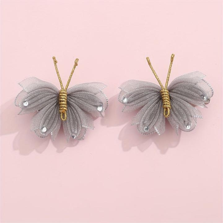 Produktbild Activity Board 2pcs Mesh Schmetterling Schleife Haarspangen mit Strass, niedlich Stoff täglich Zubehör (2 Stk.)