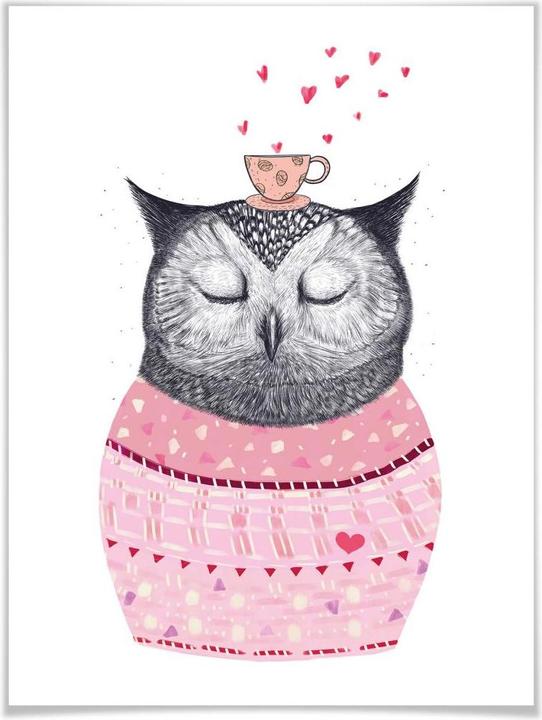 Produktbild Trenddeko Owl lover of coffee (24 x 30 cm)