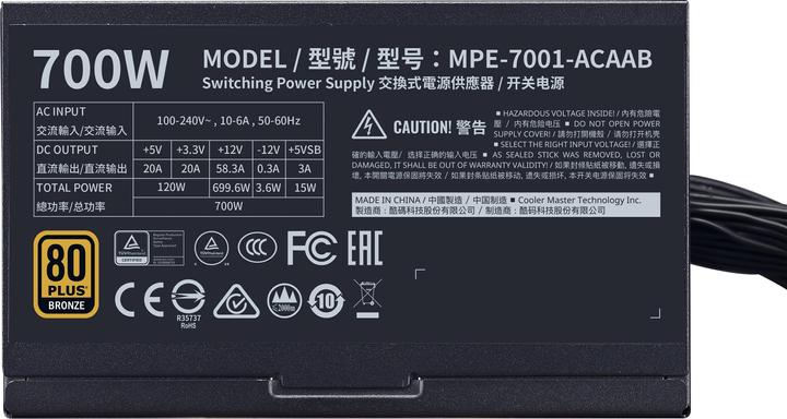 Actual product image Cooler Master Power supply MWE Bronze V2 (700 W)