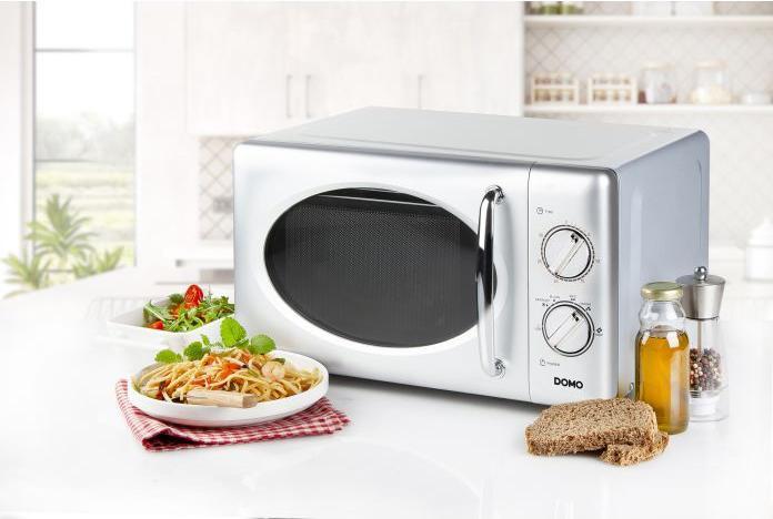 Produktbild Domo Mikrowelle DO3020 20Liter silber mit Auftaufunktion, 700Watt und Timer (20 l)