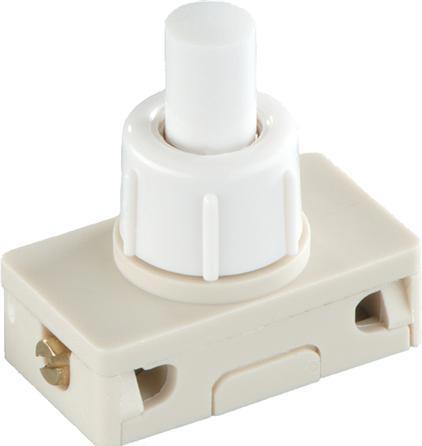 Acelshop Druckschalter 2A 250V. weiss mit langem Gewinde