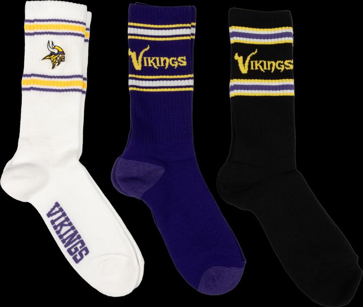 Actual product image Barefoot Minnesota Vikings 3pk Crew Socks 39-42 (39 - 42)