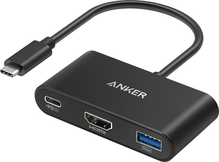 Actual product image Anker 321 USB-C Hub (3-in-1) Ultra compact 1x HDMI 4K 1x USB-C PD 1x USB-A grey (USB-C, 3 Ports)