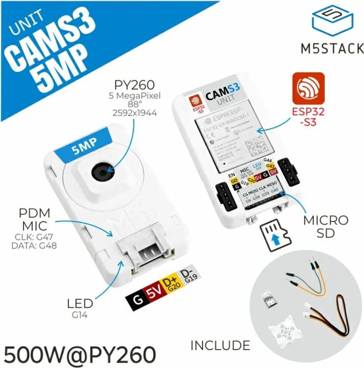 Immagine prodotto M5Stack CamS3 Unità telecamera Wifi 5MP