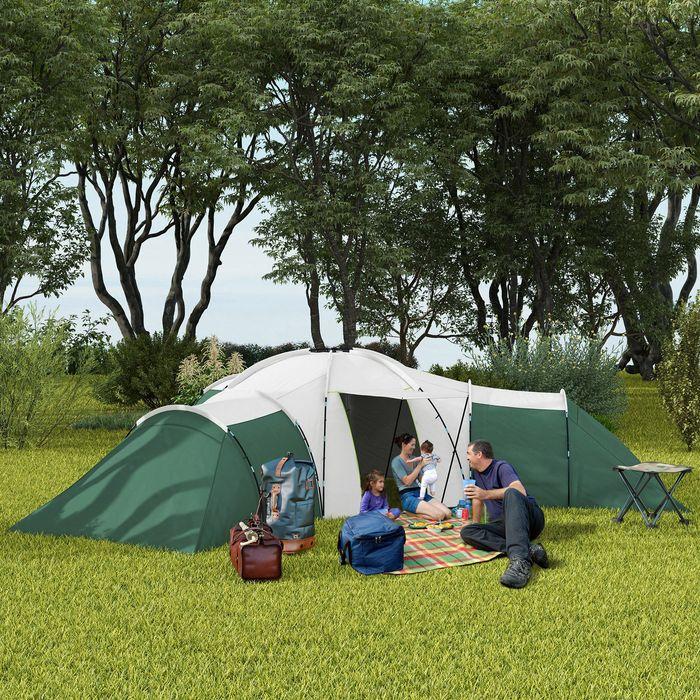 Image du produit Swisshandel24 Tunnelzelt Campingzelt für 6-9 Personen mit 3 Schlafzimmern, Wohnzimmer, Veranda (Tente tunnel, 6 personnes)