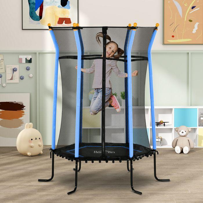 Produktbild Swisshandel24 Kinder Trampolin Ø163,5 cm, Indoor Trampolin, Kindertrampolin bis 50 kg Blau (163.50 cm)
