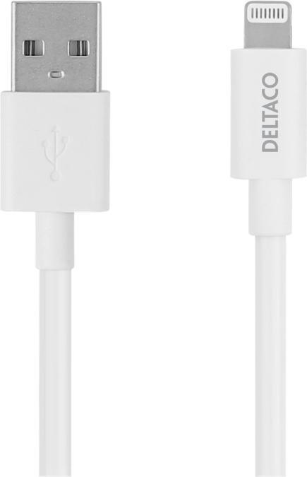 Image du produit Deltaco Câble Lightning USB-A -Lightning, 2m, Apple C189 chipset, MFi, FSC marked package, white (2 m, USB 2.0)