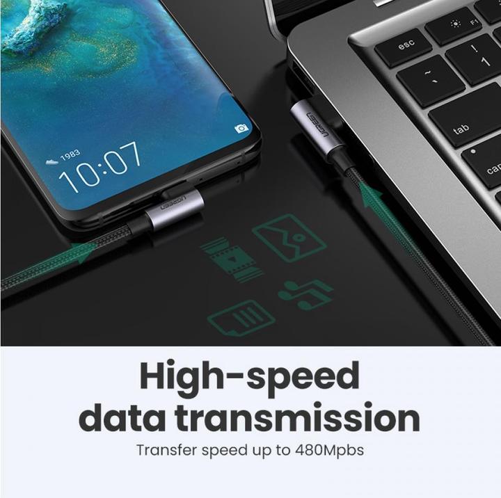 Produktbild Ugreen Right Angle USB C Quick Charging Cable (0.50 m, USB 2.0)