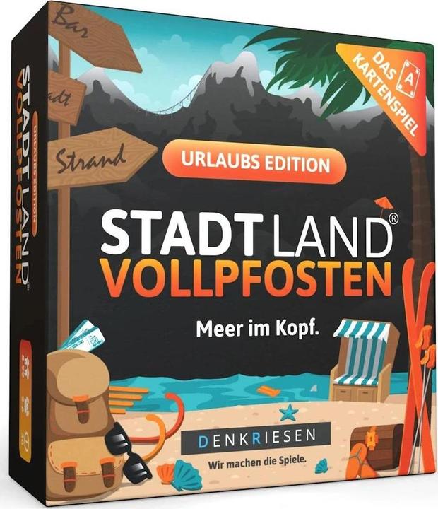 Actual product image Denkriesen - STADT LAND VOLLPFOSTEN® - The card game - URLAUB EDITION - "Meer im Kopf." (German)