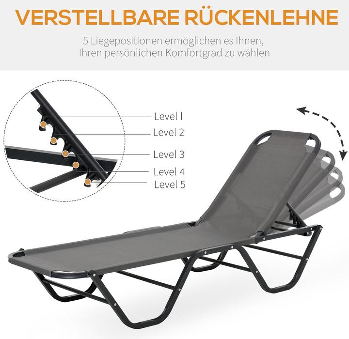 Immagine prodotto Outsunny Lettino prendisole con schienale regolabile (188 cm)