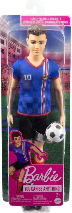 Productafbeelding Barbie Ken voetballer pop, kort haar, trui met nummer 10, voetbal, schoenplaatjes, sokken, voor