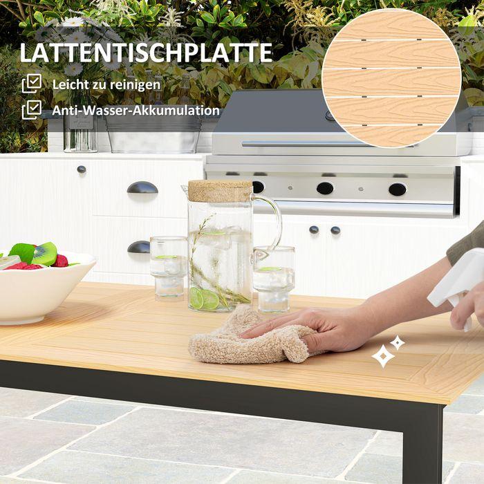 Produktbild Swisshandel24 Gartentisch für 6 Personen 160x80 cm Holzoptik Lamellendesign, Teak (80 cm)