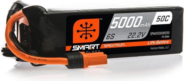 Actual product image Spektrum 5000mAh 6S 22.2V 50C Smart LiPo Battery IC5 (22.20 V, 5000 mAh)