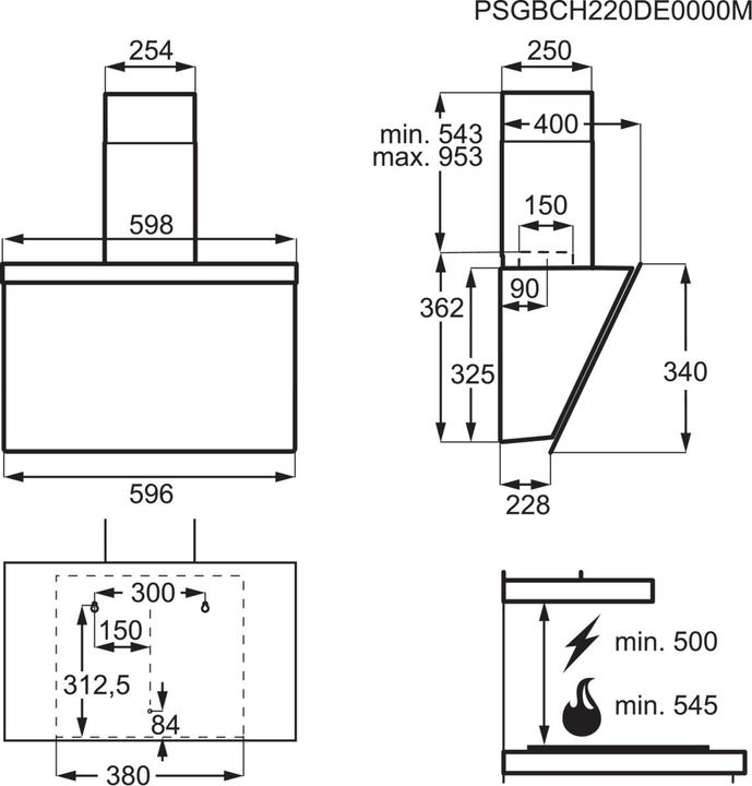 Image du produit AEG DVE 5661 HB Chaudière murale sans tête (Hotte murale)