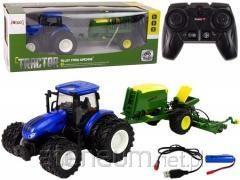 Lean Toys Trattore blu con rotopressa