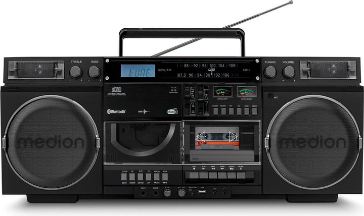 Medion LIFE® P66538 Retro-Boombox DAB+/PLL-UKW Radio, Bluetooth® 5.3 für das Abspielen von Smartphone & Co (FM, DAB+, Bluetooth)
