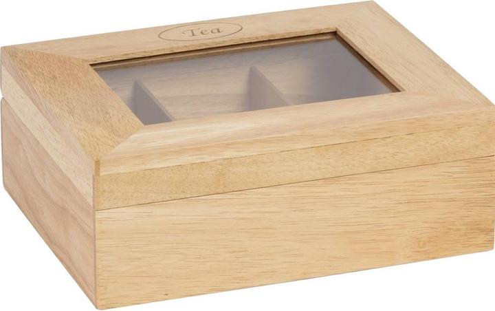 Immagine prodotto Cosy&Trendy Scatola da tè con 6 scomparti, coperchio in vetro, legno, 23,8x18,8 cm
