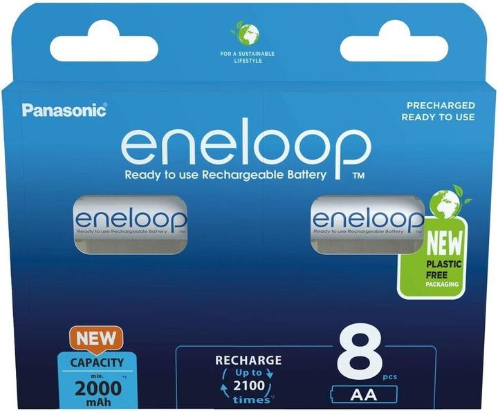 Image du produit Panasonic Piles rechargeables eneloop NiMH (pack de 8) (8 pcs, AA, 1900 mAh, Batterie)