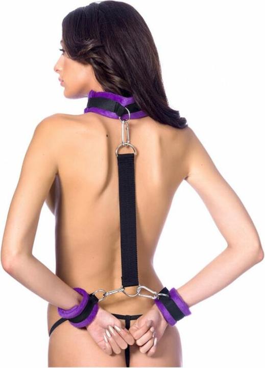 Actual product image Rimba Soft Bondage Collar with Handcuff