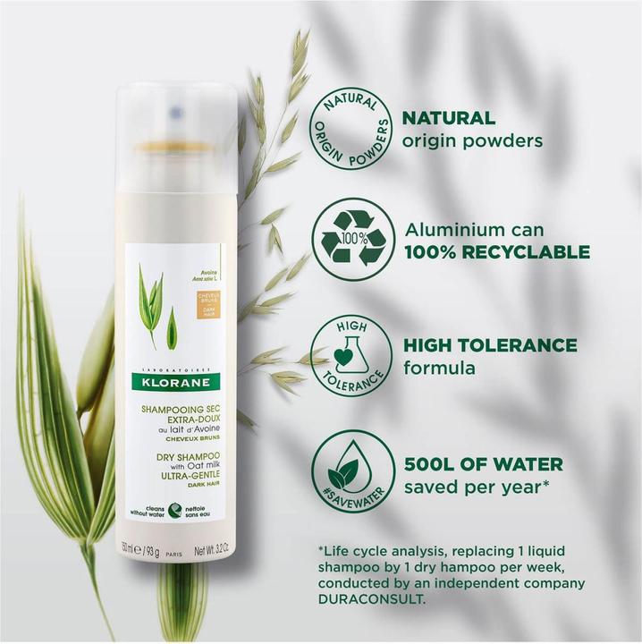 Produktbild Klorane Hafermilch Trockenshampoo getönt | Shampooing Sec extra doux au lait d' Avoine Bruns (150 ml, Trockenshampoo)