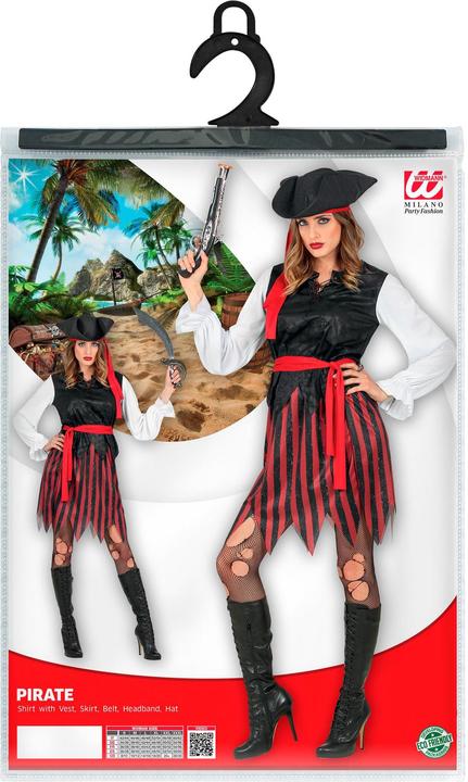 Actual product image Widmann Piratin der Karibik Bluse mit Weste, Rock, Gürtel, Stirnband, Hut (L)