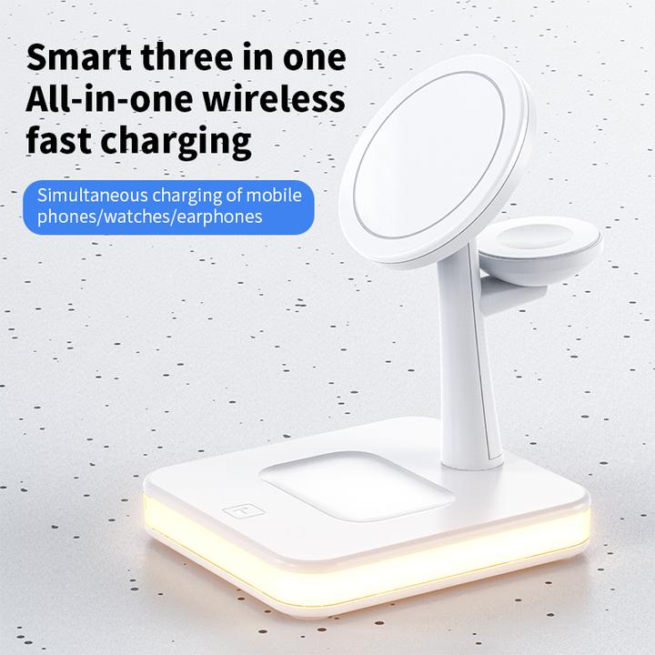 Actual product image PhoneLook Fast Charge 4 in 1 Wireless Charging Station incl. MagSafe + LED Light (25 W)