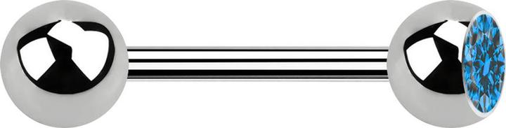 Actual product image Star Piercing Barbell silver with ball and ball crystal light blue (Titanium G23, without brass)
