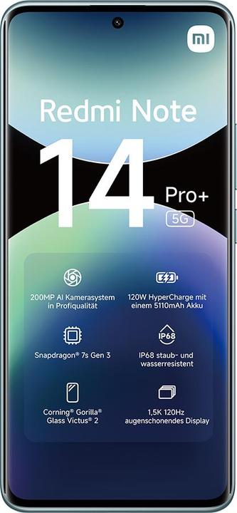 Produktbild Xiaomi Redmi Note 14 Pro+ 5G (512 GB, Frost Blue, 6.67", Dual SIM, 200 Mpx, 5G)