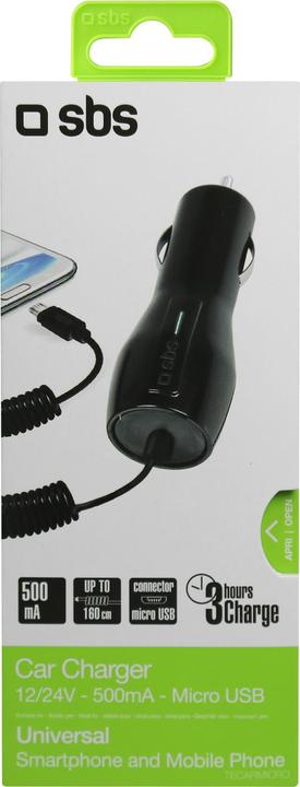 Immagine prodotto SBS Caricabatterie da auto micro USB 500 mAh