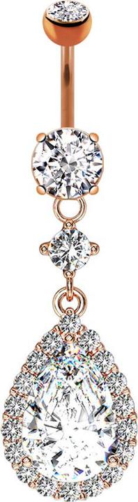 Actual product image Star Piercing Banana rose gold with crystal pendant and crystal drops (Brass, Surgical steel 316L)