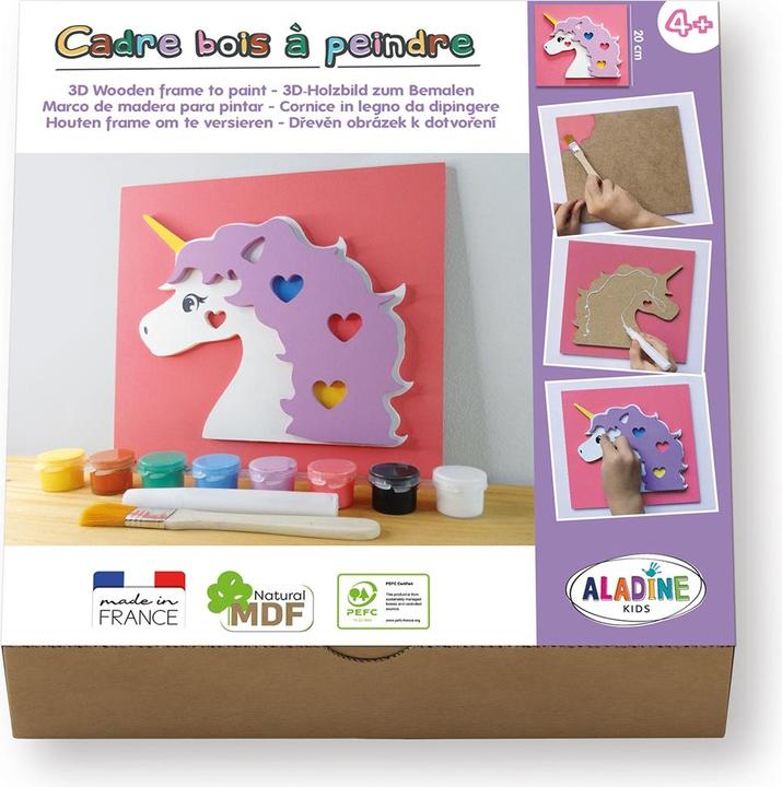Produktbild Aladine 3D-Holzbild zum Bemalen Einhorn