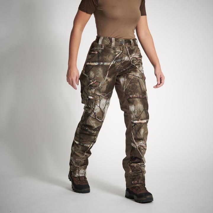 Image du produit Solognac Pantalon de pluie de chasse Treemetic 500 Femmes chaud imperméable silencieux Camouflage (44)