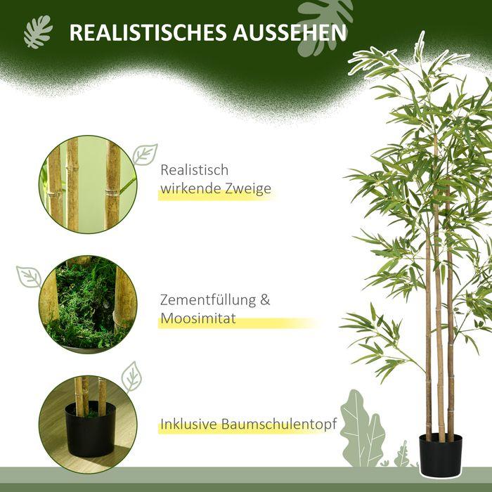 Produktbild Swisshandel24 Künstliche Pflanzen, Kunst Bambus, 180 cm Kunstpflanze mit 830 Blätter Grün (180 cm)