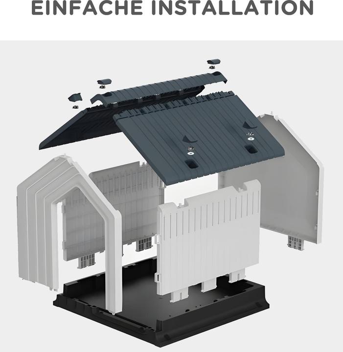 Actual product image PawHut Hundehütte Kunststoff Grau+Weiss (Dog house)