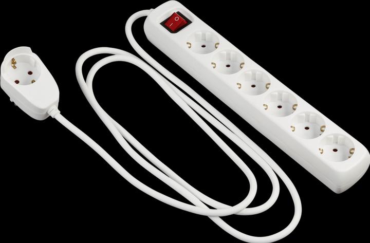 Actual product image REV Power strip PowerSplit 6-way 2m (7 x, CEE 7/3, 2 m)