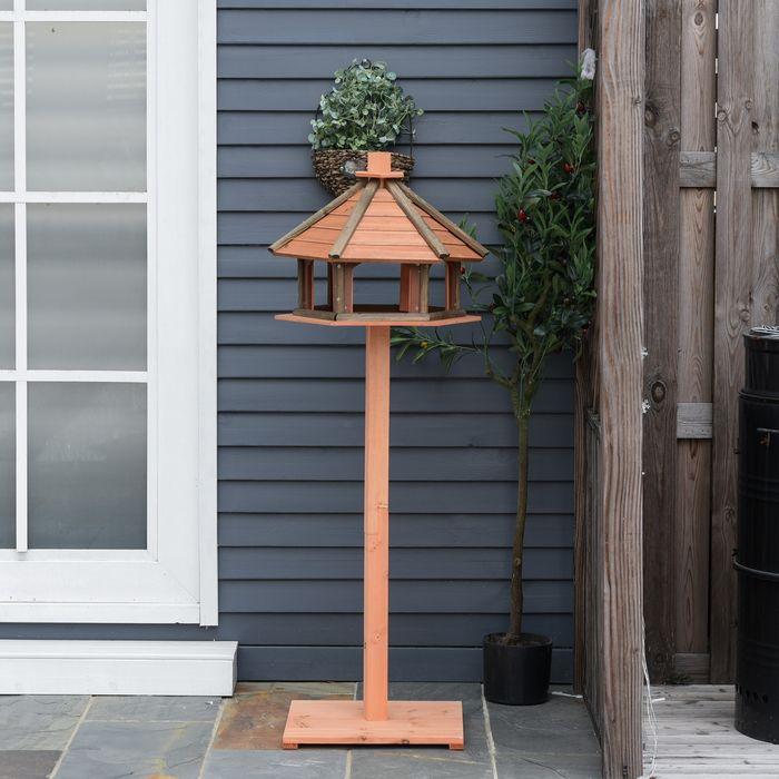 Produktbild Swisshandel24 Vogelhaus Vogelfutterhaus hölzerner Vogelvilla Futterhaus Vogelständer Vogel-Tischvogelhaus Spielsta