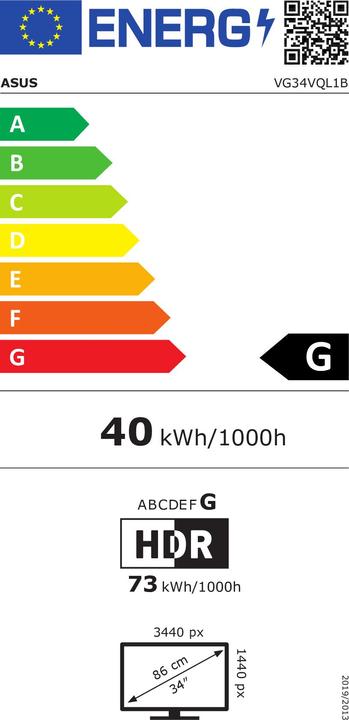 Label énergétique ASUS TUF Gaming VG34VQL1B (3440 x 1440 pixels, 34")