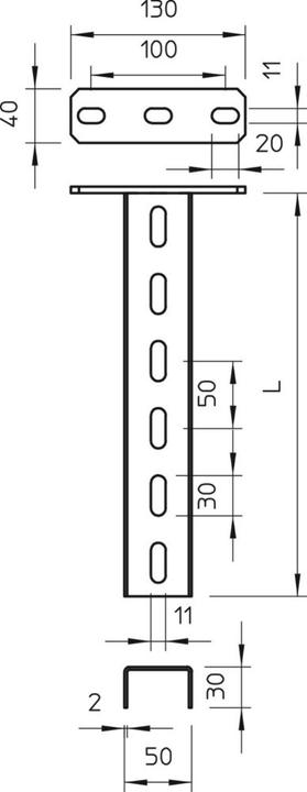 Produktbild OBO Bettermann US 3 K 60 FT Hängestiel ** m.angeschweisster Kopfplatte 6342359