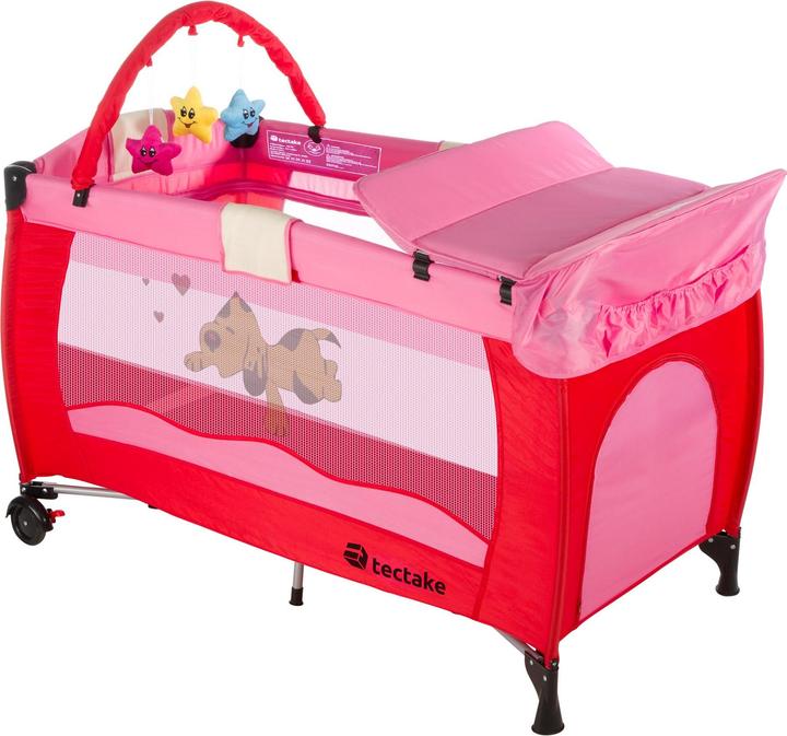 Produktbild tectake Kinderreisebett Hund mit Wickelauflage und Transporttasche