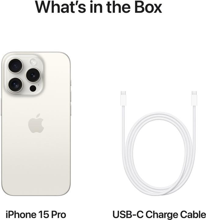 Produktbild Apple iPhone 15 Pro (256 GB, White Titanium, 6.10", SIM + eSIM, 48 Mpx, 5G)