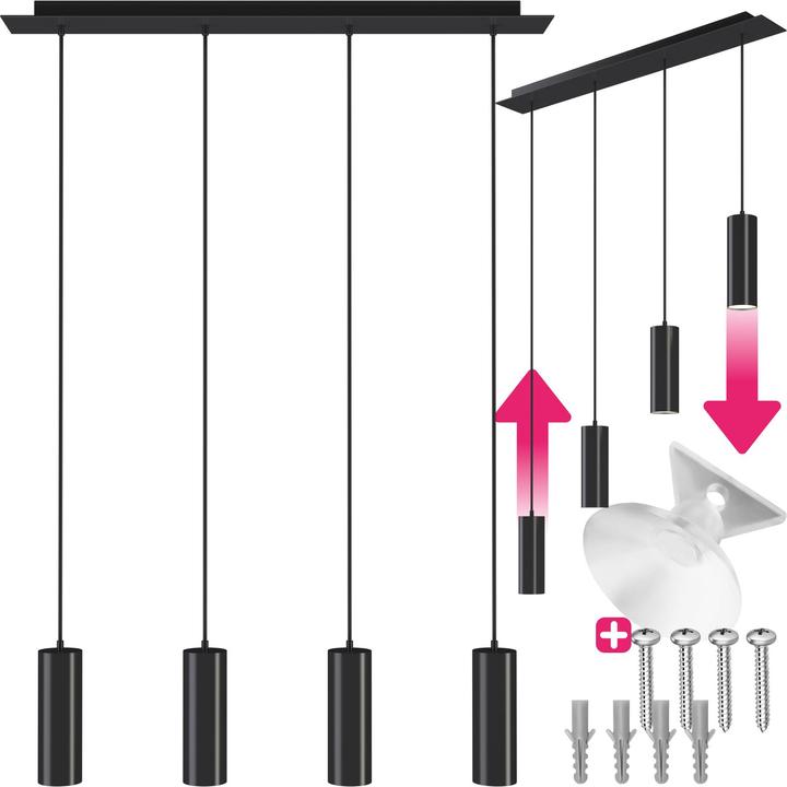Actual product image tectake Pendant light Lumea, 4-flame, length-adjustable cables (GU10)