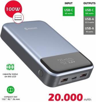 Produktbild Swissten POWER BANK 20000 mAh 100W POWER DELIVERY PRO NOTEBOOKY (20000 mAh, 100 W, 100 Wh)