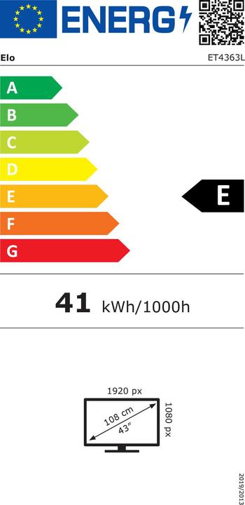 Etichetta energetica ēlo Solutions ELO, MTO, NCNR, 4363L 43-INCH WIDE LCD OPEN FRAME, FULL HD, VGA & HDMI 1.4 (1920 x 1080 pixel, 42.50")